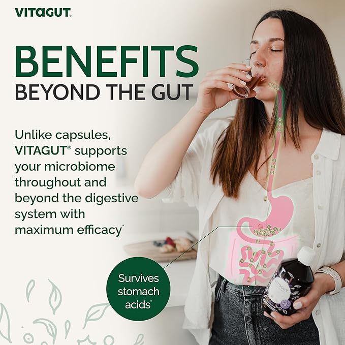VITAGUT Liquid Probiotic Prebiotics &amp Postbiotics 3-in-1 Organic Live Probiotics for Women &amp Men - Probiotics for Digestive Health 50 Billion CFU 19 Fermented Herbs Vegan Probiotic for Gu