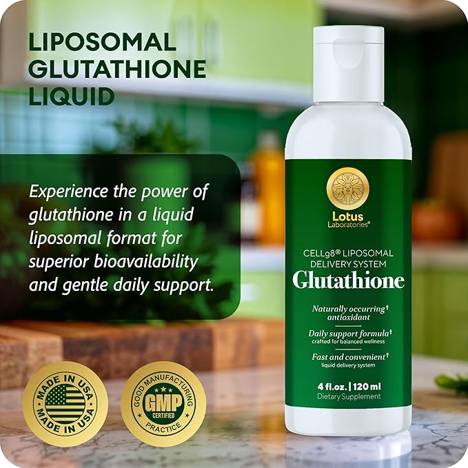 Liposomal Glutathione Liquid for Detox Skin Glow &amp Immune Support – Fast-Acting Reduced Glutathione with CELLg8 High Absorption Antioxidant Sugar-Free Vegan Non-GMO – 30 Servings 4 fl oz