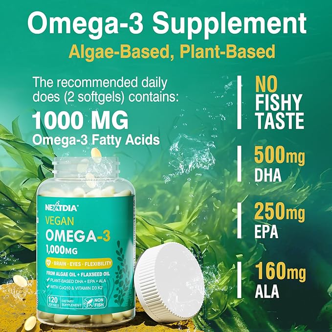 Liposomal Calcium AKG Supplement 1500mg + Vegan Omega 3 Supplement 1000mg