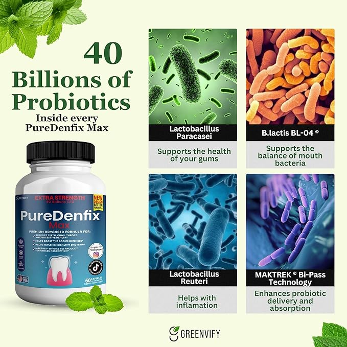 – Extra Strength Probiotic Supplement with 40 Billion CFU – Supports Teeth Gums Ear Nose Throat &amp Digestive Health – 60 Capsules (5)