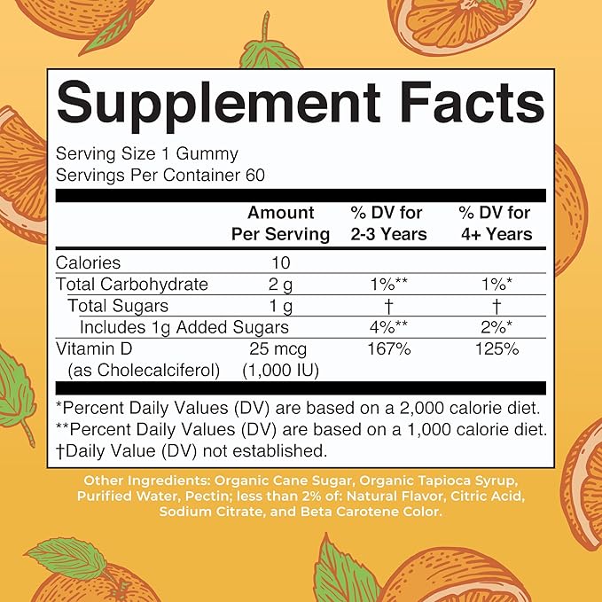 MaryRuth Organics Vitamin D3 Gummies | 2 Month Supply | Adults &amp Kids Vitamin D Gummy | Immune Support Supplement | VIT D3 1000IU for Bone Health&ampMuscle Function | Vegan | Non-GMO | Gluten Fre