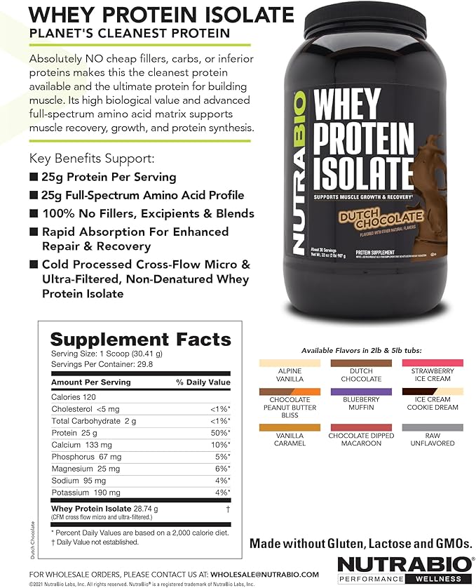 NutraBio 100% Whey Protein Isolate Protein Powder 25g Protein with Complete Amino Acid Profile Soy and Gluten Free Low Carb and Low Calorie Whey Protein Powder Cookies &amp Cream 5 Lbs.