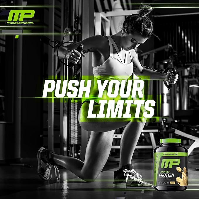 MusclePharm Combat Protein Powder Banana Cream Flavor Fuels Muscles for Productive Workouts 5 Protein Sources including Whey Protein Isolate &amp Egg Albumin Gluten Free 4 lb 52 Servings