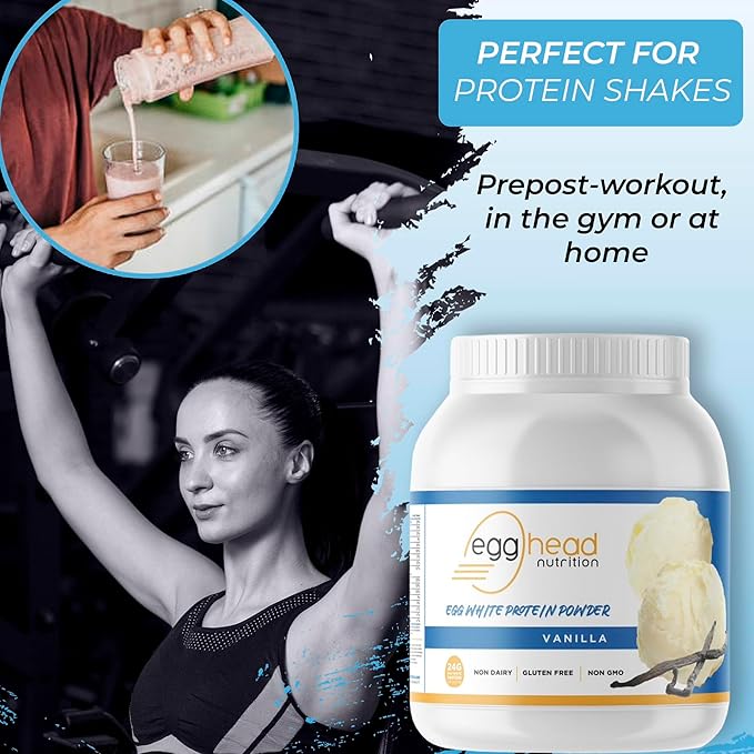 Egghead Nutrition - Egg White Protein - 24 G (Grams) 3.3 Pound Non Dairy Gluten Free Non GMO Made in The USA (Vanilla)