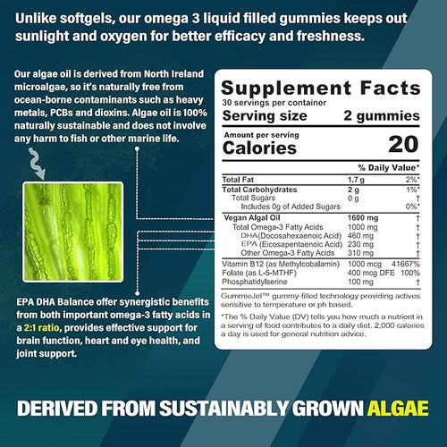 Algae Omega 3 Gummies + Marine Algae Calcium Gummies Bundle