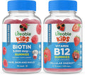 Lifeable Sugar Free Biotin Kids + Vitamin B12 Kids Gummies Bundle - Great Tasting Vitamin Supplement Gluten Free GMO Free Chewable Gummy