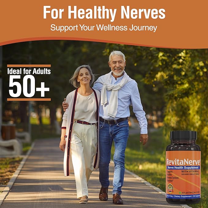 Nerve Support Supplement with 300mg Alpha Lipoic Acid Vitamin D3 Benfotiamine B2 B6 B12 &amp Magnesium Glycinate One-per-Day Neuropathy Supplement - 30 Capsules (4 Pack)