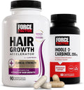 Force Factor Hair Growth Accelerator Multivitamin for Women &amp Men with Lustriva Biotin Horsetail &amp Vitamins A B12 C D &amp E for Thicker Hair Healthier Skin &amp Nails + Indole 3 Carb