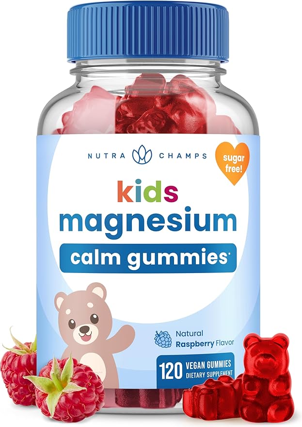 NutraChamps 120 Kids Magnesium Gummies - Sugar Free Calm Magnesium Gummies for Kids - 4 Month Supply - Supports Bone Health Sleep