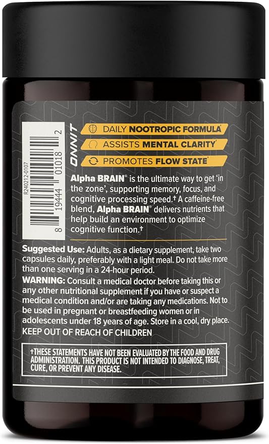 ONNIT Cognitive Performance Bundle: Alpha Brain Nootropic Capsules (90 Count) + Alpha Brain Black Label Capsules (80 Count) IGEN Non-GMO Tested Focus Mental Clarity &amp Alertness Pack of 2