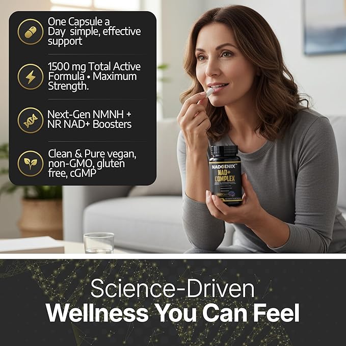 NADGENIX™ NAD+ Supplement – NMNH 500mg Nicotinamide Riboside TMG Resveratrol &amp CoQ10 – Cellular Energy &amp Healthy Aging – 60 Capsules – High Absorption Liposomal Delivery