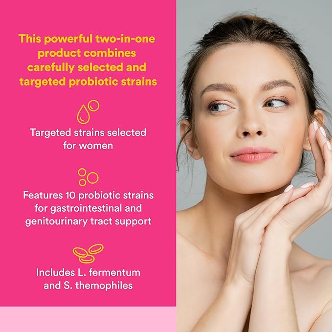 Natural Factors Ultimate Probiotic Women's Every Day - Digestive Health Support Supplement - Probiotic Supplement for Urinary Tract &amp Vaginal Health Support - 60 Vegetarian Capsules (60 Servings)