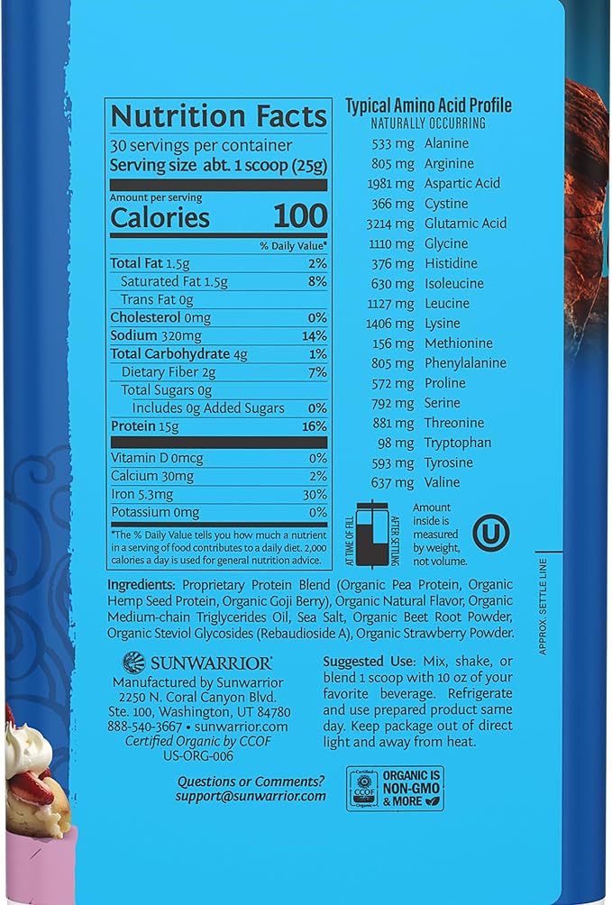 Sunwarrior Berry &amp Vanilla Organic Plant Based Protein Powder Set | Bundle &amp Save | Vegan Organic Protein Powder | Non-GMO Soy Dairy Filler &amp Gluten Free (90 Servings Vanilla 30 Servings