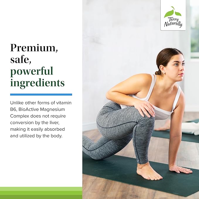 Terry Naturally BioActive Magnesium Complex - Bone &amp Heart Health Support - Supplement with Vitamin B6 Zinc &amp Magnesium - Pyridoxal-5-Phosphate Vegan Capsule Supplement - 60 Capsules (Pack of
