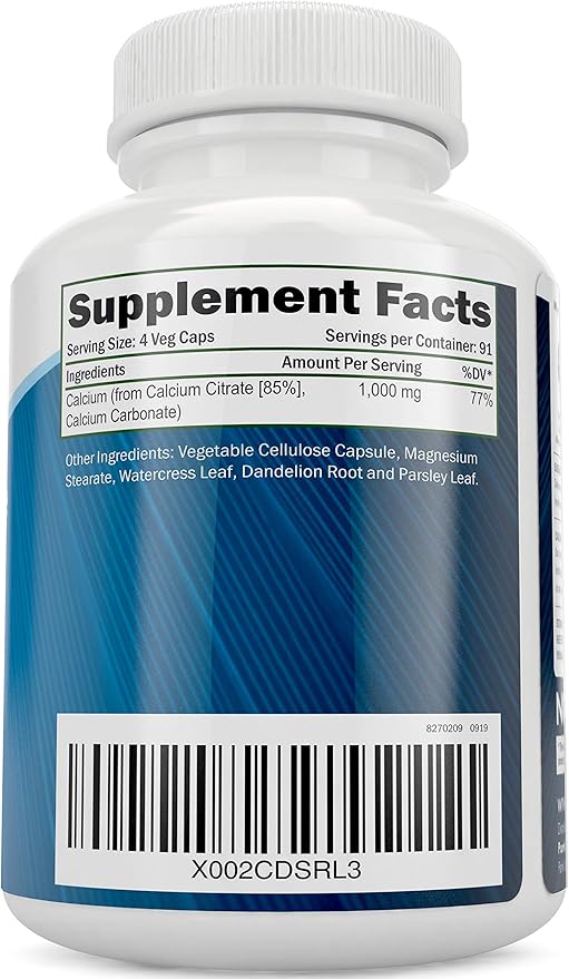 Purely Holistic Calcium Citrate Complex 1000mg + Vitamin D3 125mcg K2 MK7 90mcg - 365 Vegan Capsules + 150 Vegetarian Capsules Bundle - Made in USA