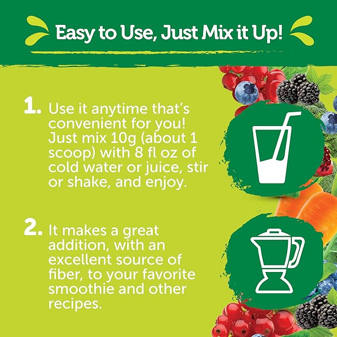 Healthy Delights Naturals - Organic Greens + Probiotics Powder - Naturally Boost Energy - USDA Organic - Delicious Berry Flavored - 30 Servings
