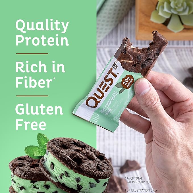 Quest Protein Bars Bundle - Mint Chocolate Chunk (12 Count) &amp Mini Cookies and Cream (14 Count)
