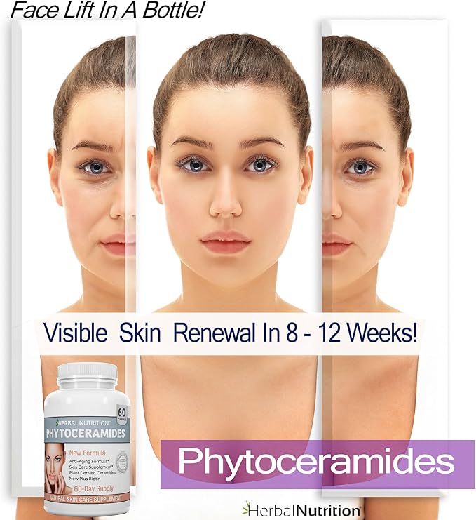 Herbal Nutrition Phytoceramides Rice Based with Biotin Vitamin A C D and E 4 Bottle Pack 40mg