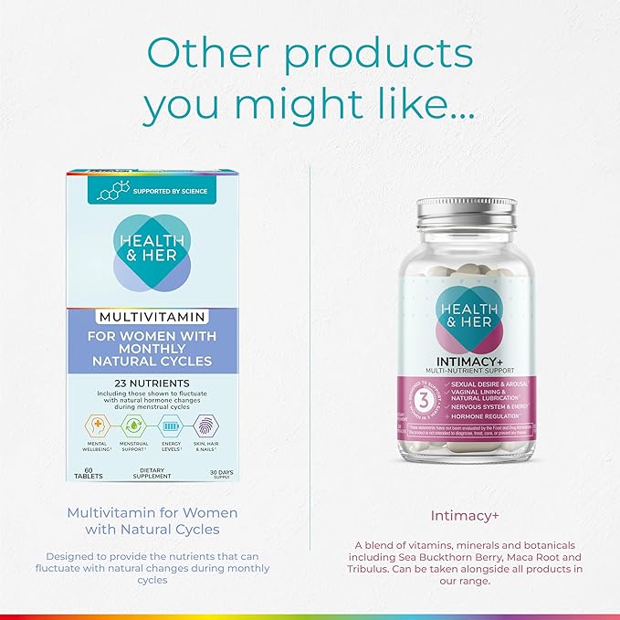 Health &amp Her Multivitamin Supplement for Women Taking Birth Control - Nutrition Support - 1 Month Supply 60 Tablets - Vegan &amp Gluten Free