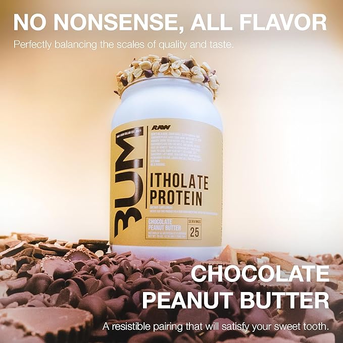RAW Whey Isolate Protein Powder Chocolate Peanut Butter (CBUM Itholate) - 100% Grass-Fed Sports Nutrition Powder for Muscle Growth &amp Recovery - Low-Fat Low Carb Naturally Flavored - 25 Servings