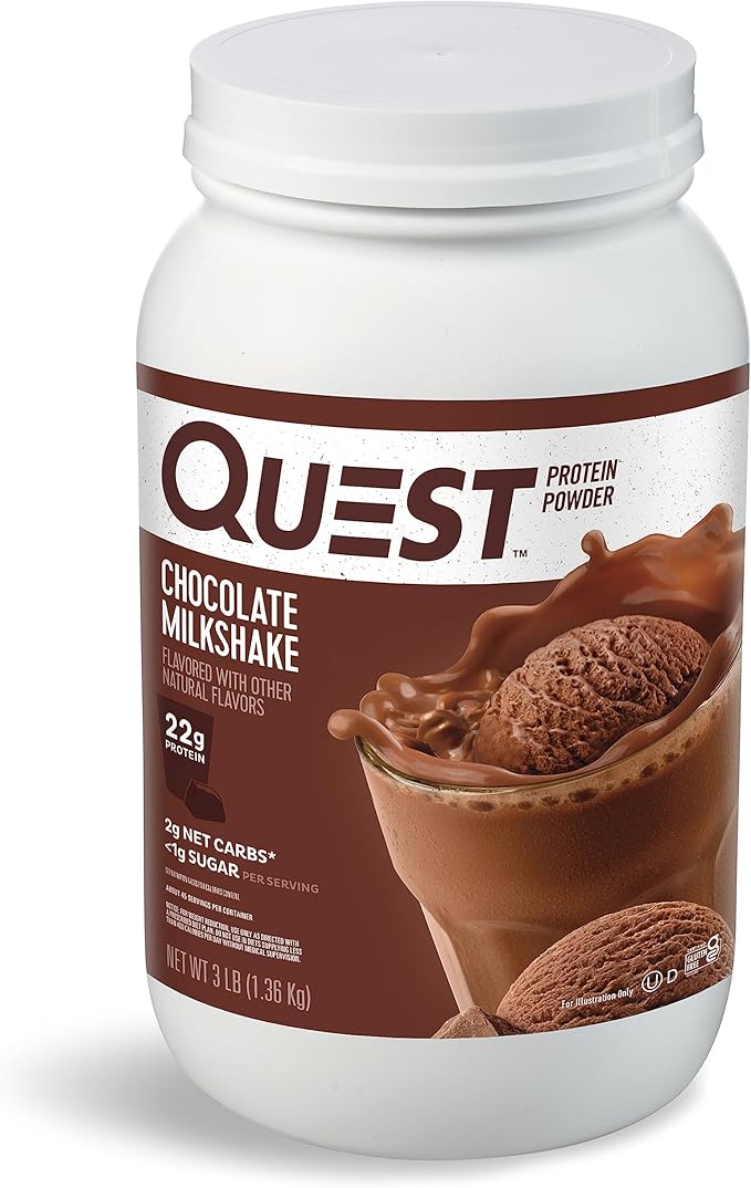 Quest Nutrition Chocolate Milkshake Protein Powder 22g Protein 1g Sugar Low Carb Gluten Free 3 Pound 43 Servings &amp Cookies &amp Cream Protein Powder 20g Protein 1g Sugar Low Carb Gluten