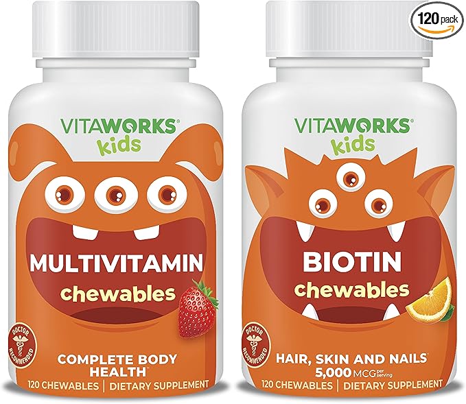 Kids Multivitamin Chewables + Biotin 5000mcg Chewables Bundle