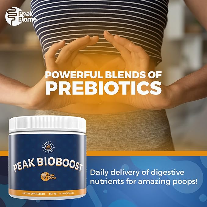 Peak BioBoost - Prebiotic Fiber Supplement for Gut Health - Easy to Dissolve Unflavored Fiber Powder - Non-GMO - No Gluten Soy or Dairy - 6-Month Supply - 180 Servings 6 Packs