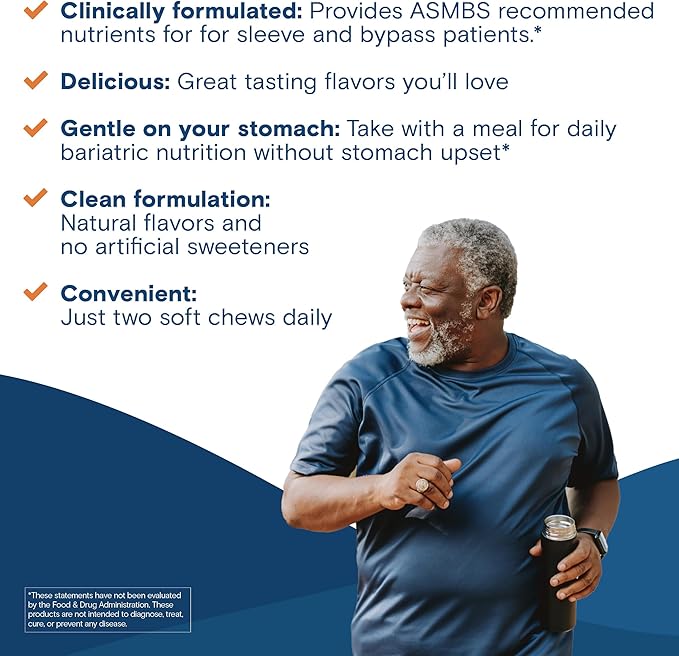 Bariatric Fusion Bariatric Multivitamin Chewable Soft Chew | Cherry Pineapple Flavor | Chewy Vitamins for Post Bariatric Surgery Patients | 60 Count | 1 Month Supply