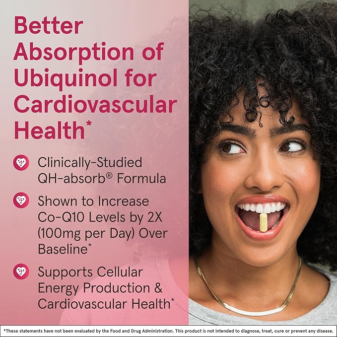 Jarrow Formulas QH-Absorb Ubiquinol 100mg - 60 Softgels - High Absorption &amp Active Antioxidant Form of Co-Q10 - Supports Mitochondrial Energy Production &amp Healthy Cardiovascular Function