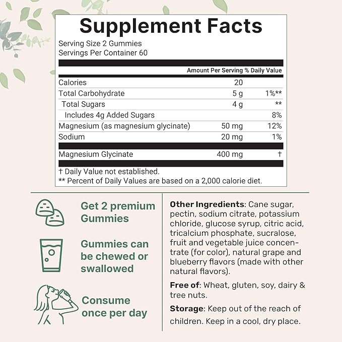 Micro Ingredients Magnesium Glycinate Gummies &amp Vitamin D3 10000IU + K2 Softgels | Bundle | Natural Grape Blueberry Flavor | Potent Elemental + Chelated Form | D &amp K Sunshine Vitamins + Cocon