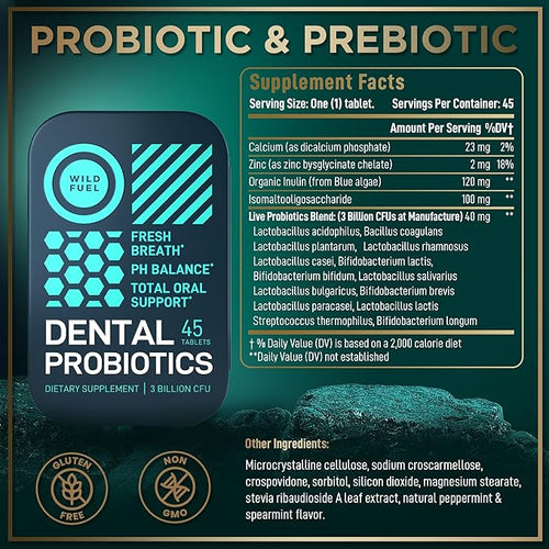 3-PACK Oral Probiotics for Teeth Bad Breath Gum Health - 3bn CFU K12 Lactobacillus Salivarius Acidophilus Casei Dental Probiotic in a Travel Tin - 135Fresh Breath Mint Dental Probiotics Pills