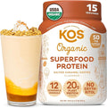 KOS Vegan Protein Powder Salted Caramel Coffee - Low Carb Pea Protein Blend Organic Plant Superfood Rich in Vitamins &amp Minerals - Keto Dairy Free - Meal Replacement for Women &amp Men - 15 Ser