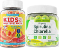 Organic Spirulina Chlorella Gummies 1 Pack + Sugar Free Kids Multivitamin Gummies 1 Pack