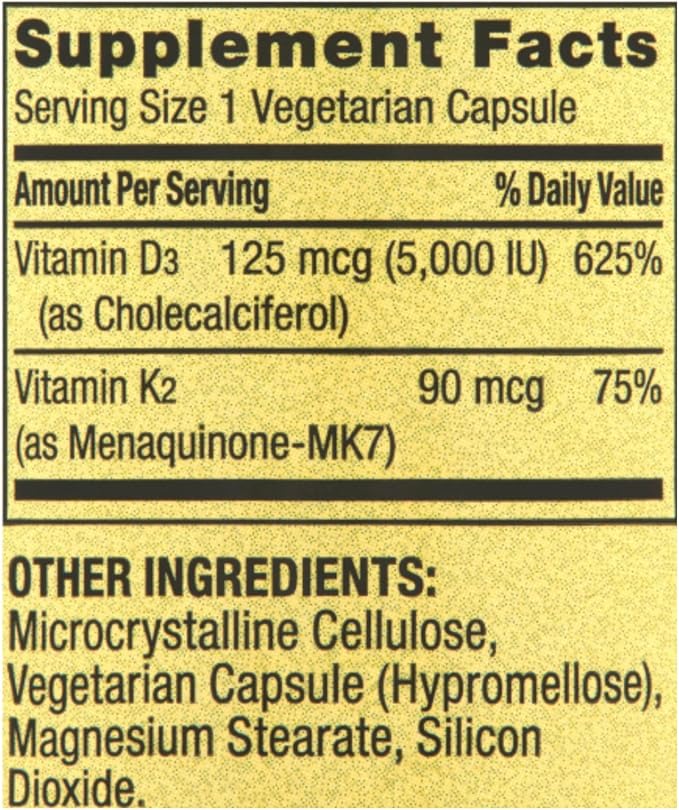 Spring Valley Vitamin K2 90mcg D3 125mcg 90 Count Vegetarian Capsule 180 Total Pack of 2 Includes Pills Organizer + Me Gustas Sticker
