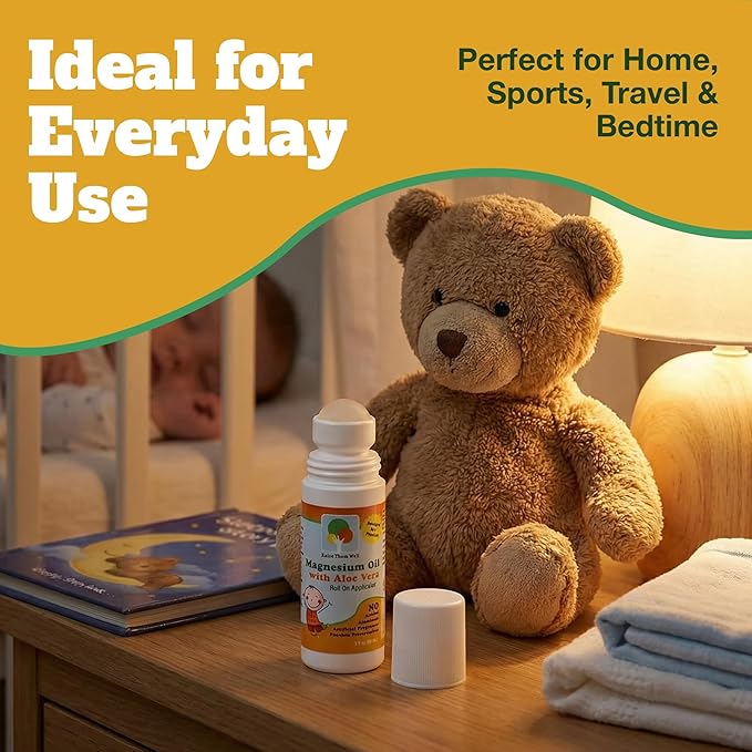 Magnesium Oil Roll-On for Kids with Aloe Vera for Muscle Relaxation &amp Joint Relief Fast-Absorbing Topical Soothing Formula for Sore Muscles Tension &amp Cramps Natural Calm Support 3 fl oz