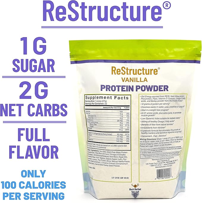 RnA ReSet Performance Bundle – ReMag Liquid Magnesium 8.1oz &amp ReStructure Vanilla Whey Protein 594g Muscle Recovery &amp Fitness Support (2 Formulas)