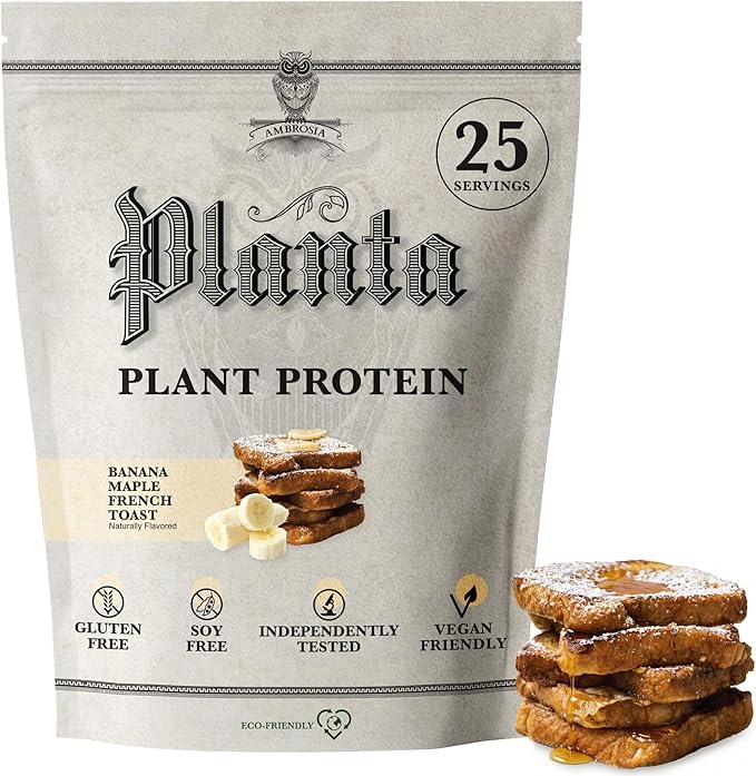 Ambrosia Plant Protein Powder 20g | Vegan Pea Protein Powder with BCAA Amino Acids | Dairy Free Keto-Friendly No Added Sugar | 25 Servings | Banana Maple