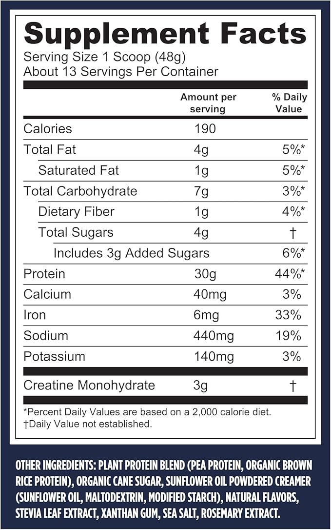 Vega Protein + Creatine - 30g Plant-Based Protein Vanilla 13 Servings 3g Creatine 5g BCAAs Vegan Keto Gluten Free Dairy Free Low Carb for Muscle Growth &amp Repair Drink Mix 22oz