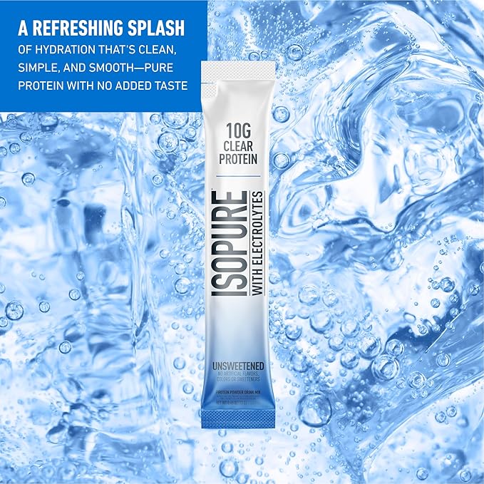 Isopure Clear Protein Stick Pack Unflavored 20 Count (Pack of 1)