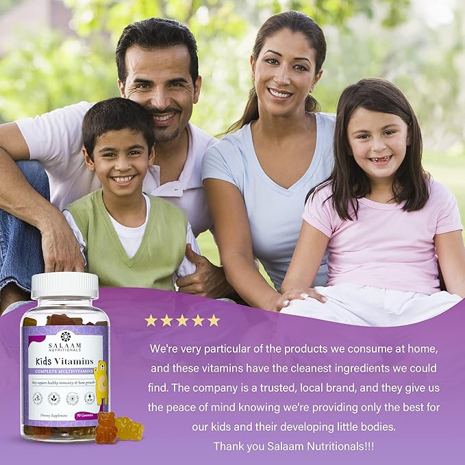 Salaam Nutritionals - Multivitamins Multivitamins for Kids Gummy Vitamins with 13 Essential Vitamins + Minerals Bone and Immunity Support 90 Count 1 Pack