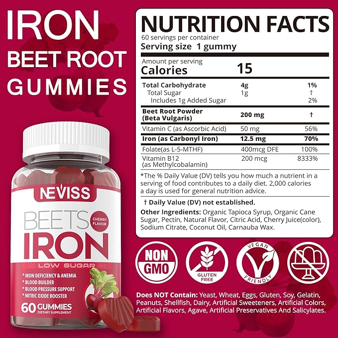 NEVISS Vegan Iron Gummies + Marine Algae Calcium Gummies Bundle