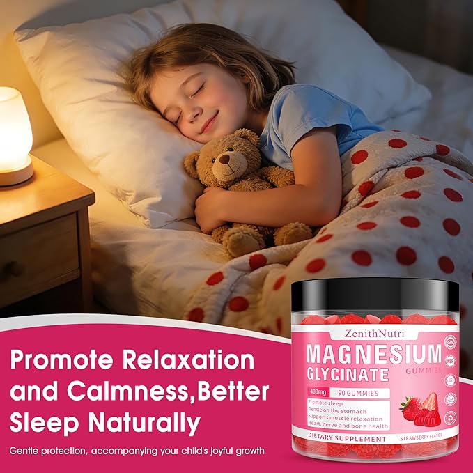 Magnesium Glycinate Gummies 400 mg with AshwagandhaMagnesium Malate &amp L-Theanine for Women Men &amp Kids AdultsChewable Complex Supplements for SleepCalmNervesHeartMuscles90 Count
