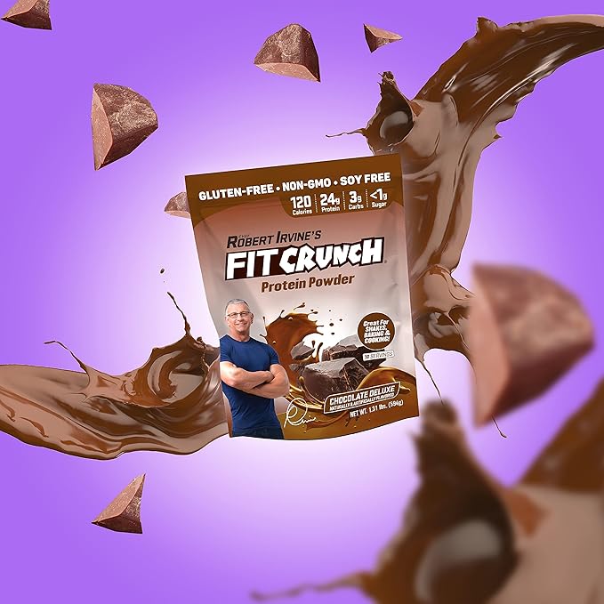 FITCRUNCH Tri-Blend Whey Protein Keto Friendly Low Calories High Protein Gluten Free Soy Free (18 Servings Chocolate Deluxe)