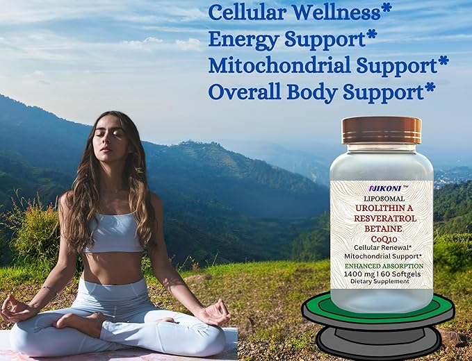 Nikoni Liposomal Urolithin-A Supplement 1400mg Supports Healthy Aging Cellular Renewal &amp Muscle Health- 120 Softgels