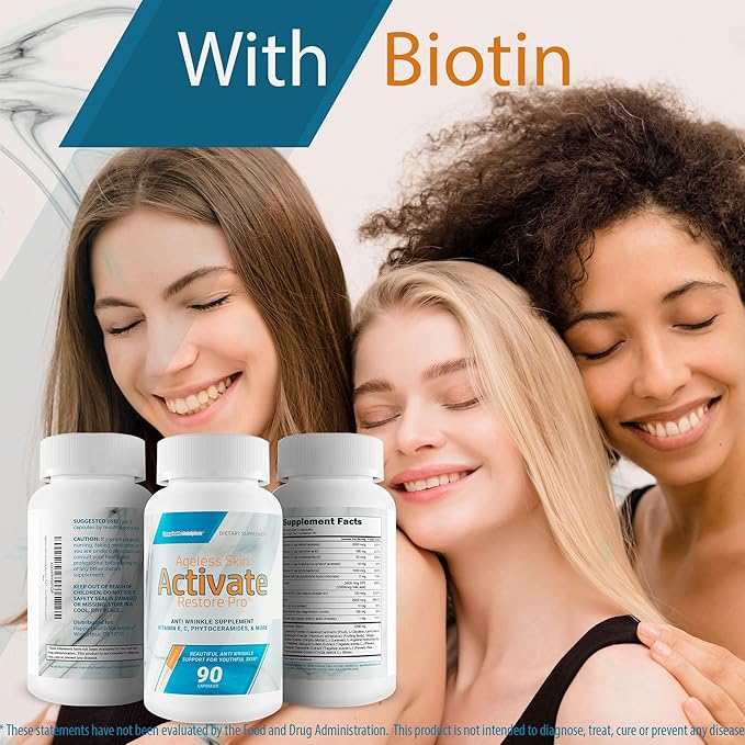 Ageless Skin Activate Restore Pro - Our Best Anti Aging Supplement - Ageless Brain &amp Body Reactivate Anti Aging Pills - Anti Ageing Re Activate Capsules - Anti Age Youth Reactivate Skin Supplement