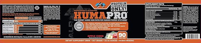 Humapro  Protein Matrix Formulated for Humans Waste Less. Gain Lean Muscle Apple Cider -  667g(23.52 oz)
