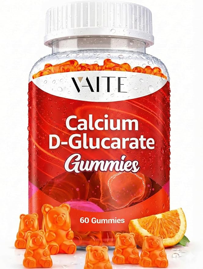 Calcium D-Glucarate Gummies 1000mg - CDG Cleanse Supplement for Men and Women Hormone Metabolism Balance &amp Menopause Supports Non-GMO Vegan Gluten Free Soy Free Supplements 60 Gummy Chewable