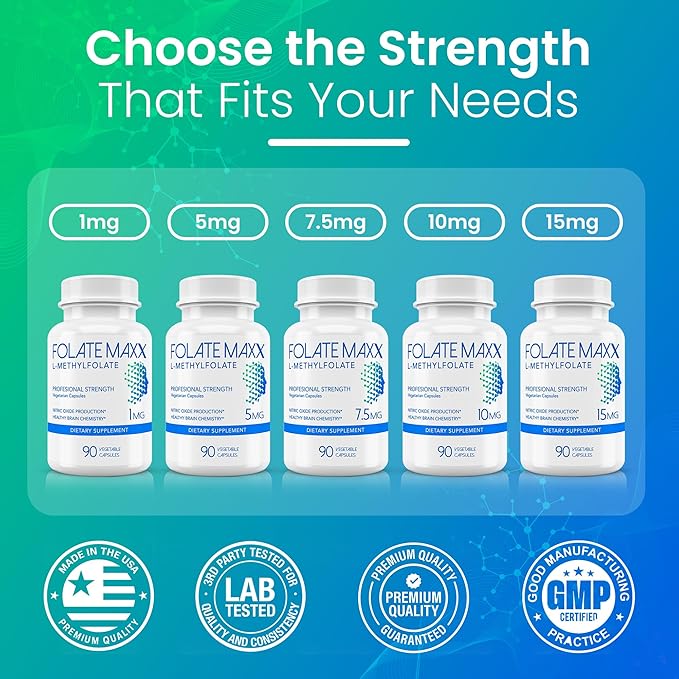 FolateMaxx L-Methylfolate 15mg 120 Capsules – Doctor Formulated Methyl Folate Supplement for Women &amp Men – High Potency 5-MTHF for Energy Mood &amp Focus – Non-GMO Gluten-Free (4-Month Supply)