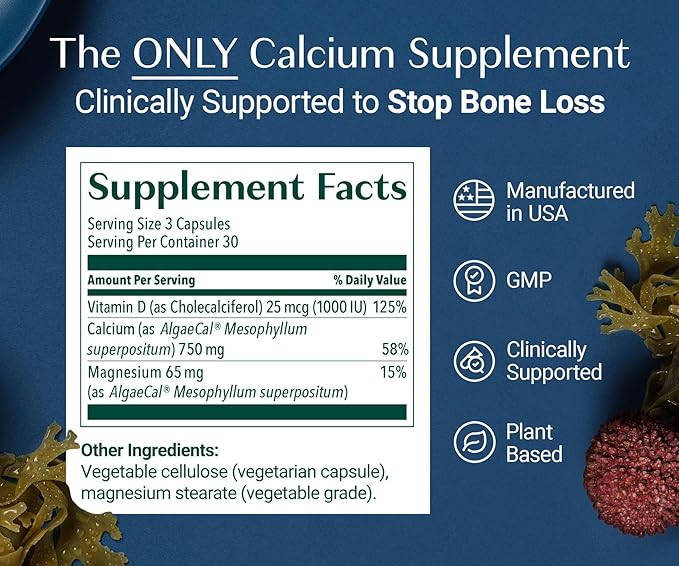 AlgaeCal Bundle - Plant Based Calcium Supplement with Vitamin D3 for Bone Health &amp Strength &amp Triple Power Omega-3 Fish Oil Natural Liquid Emulsion with EPA &amp DHA Curcumin Astaxanthin