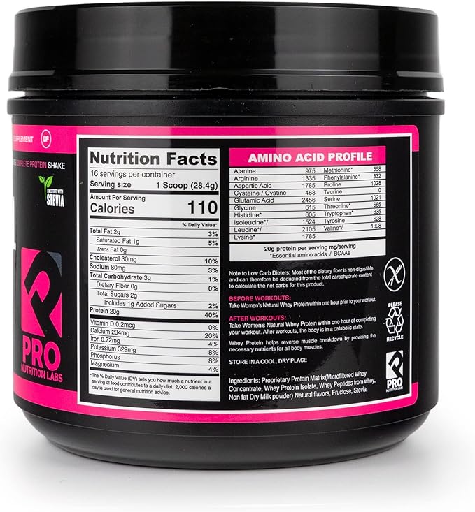 Whey Protein Powder for Women Vanilla Powder - Low Carb Gluten-Free Grass-Fed rBGH-Free - Supports Weight Loss - Natural Stevia Sweetened Protein Shake 20g (Creamy Vanilla 1lb)